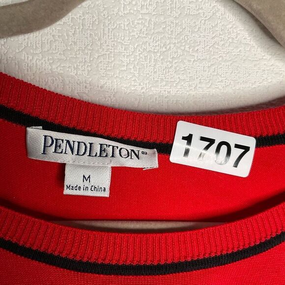 Pendleton Sweater Womens Medium Red Knit Short‎ Sleeve Silk Nylon Minimalist EUC - Picture 3 of 8